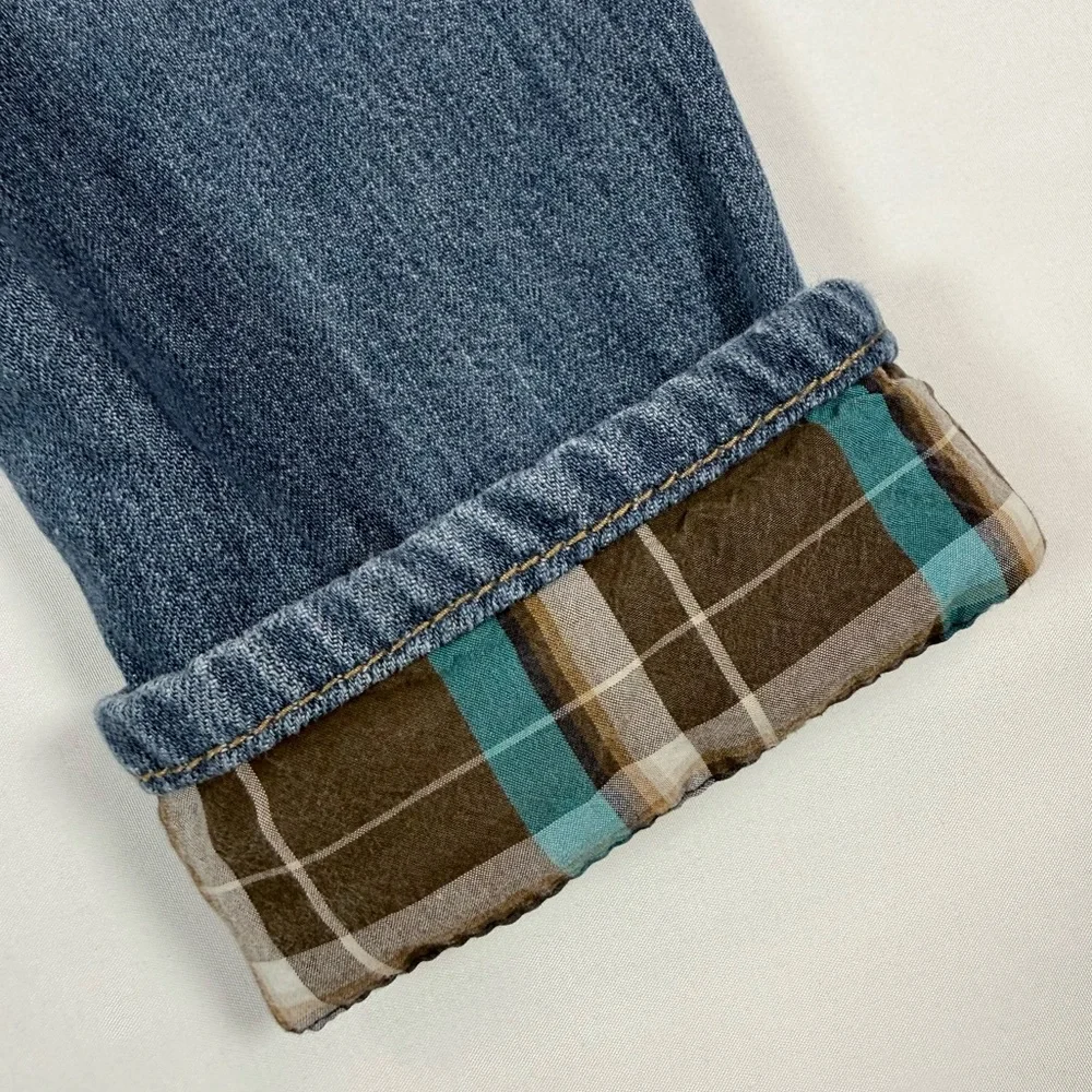 GYMBOREE Boys Denim Jeans 2T 2016 OT Winter Plaid‎ Cuff Cottagecore Farmhouse